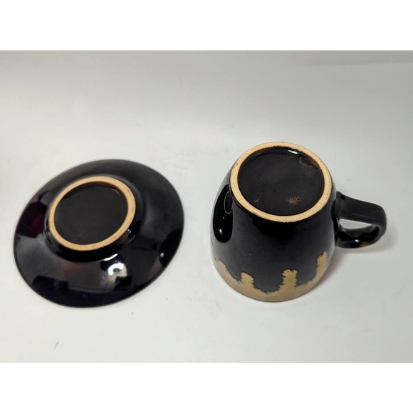 Vintage Drip Glaze Espresso Coffee Cup and Saucer Unmarked - Picture 5 of 5